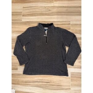 Tommy Bahama Mens Large Black White Textured Marled Quarter Zip Pullover Sweater